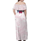 Personalized Western Bulldogs Polynesian Off Shoulder Maxi Dress Tribal Chest and Sleeve Tattoo Heritage Warrior