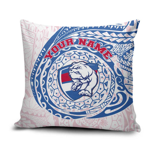 Personalized Western Bulldogs Polynesian Pillow Cover Tribal Chest and Sleeve Tattoo Heritage Warrior