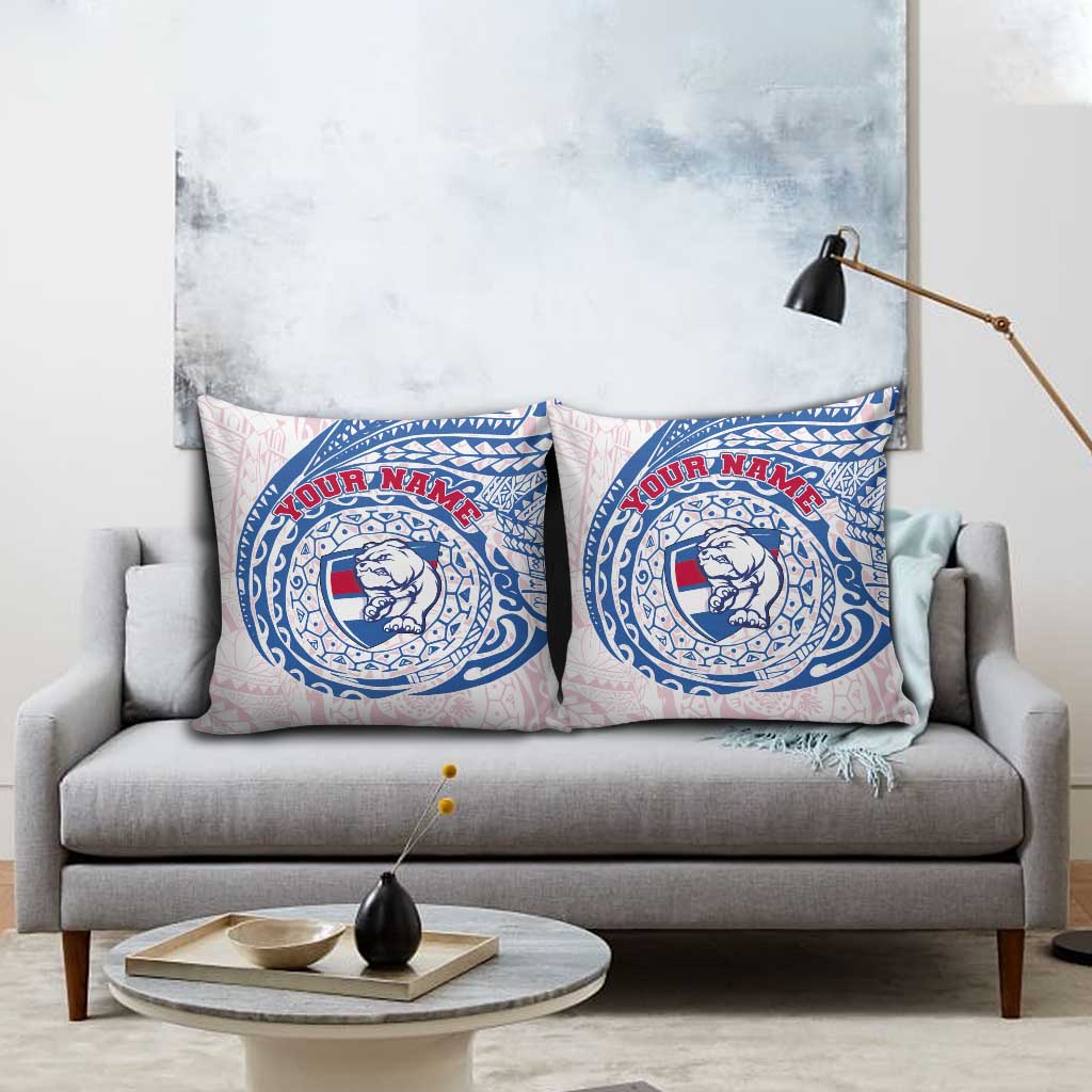 Personalized Western Bulldogs Polynesian Pillow Cover Tribal Chest and Sleeve Tattoo Heritage Warrior
