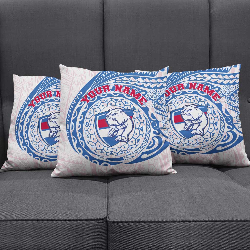 Personalized Western Bulldogs Polynesian Pillow Cover Tribal Chest and Sleeve Tattoo Heritage Warrior