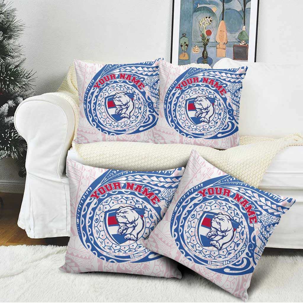 Personalized Western Bulldogs Polynesian Pillow Cover Tribal Chest and Sleeve Tattoo Heritage Warrior
