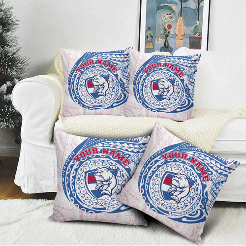 Personalized Western Bulldogs Polynesian Pillow Cover Tribal Chest and Sleeve Tattoo Heritage Warrior