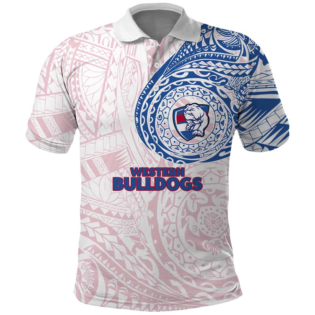 Personalized Western Bulldogs Polynesian Polo Shirt Tribal Chest and Sleeve Tattoo Heritage Warrior