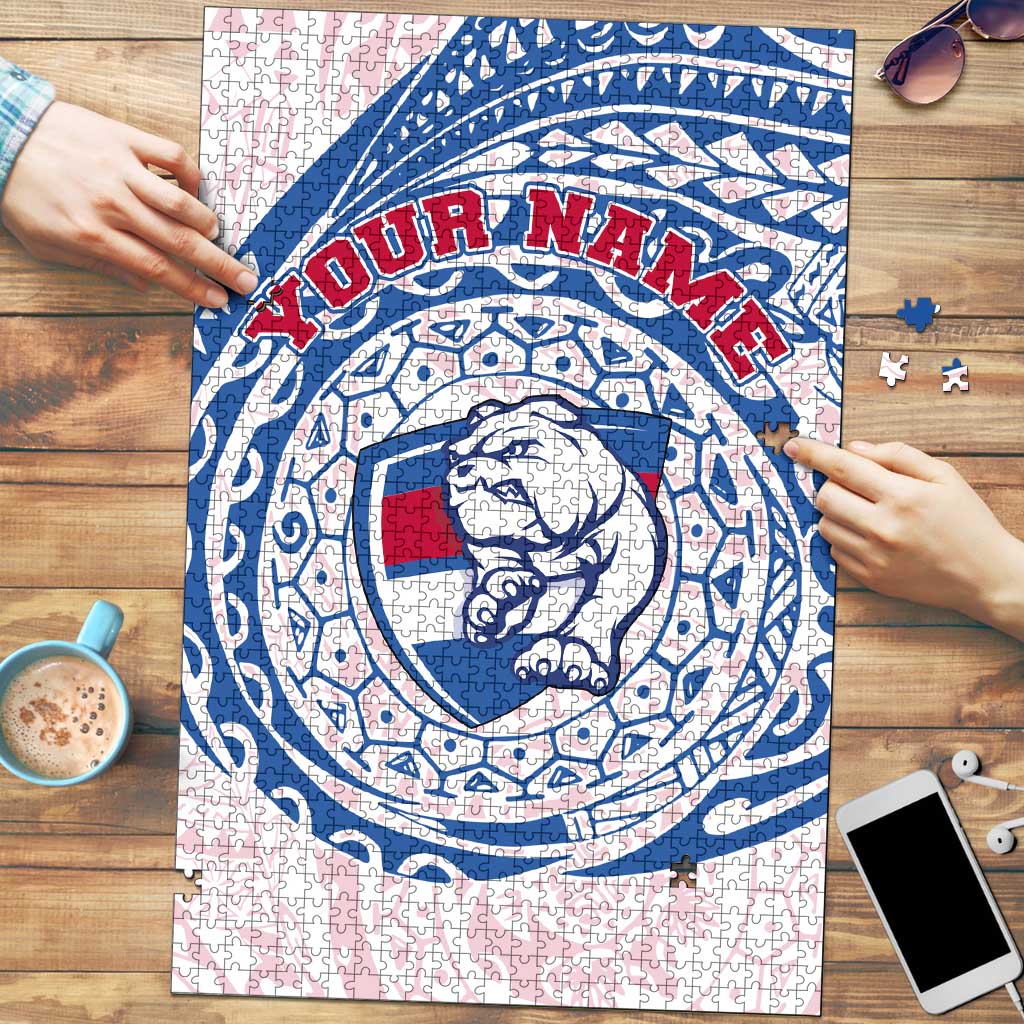 Personalized Western Bulldogs Polynesian Puzzle Tribal Chest and Sleeve Tattoo Heritage Warrior