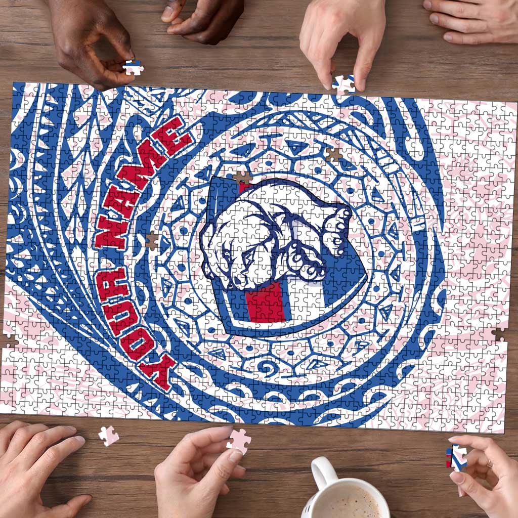 Personalized Western Bulldogs Polynesian Puzzle Tribal Chest and Sleeve Tattoo Heritage Warrior