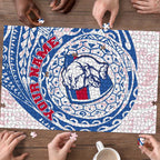Personalized Western Bulldogs Polynesian Puzzle Tribal Chest and Sleeve Tattoo Heritage Warrior