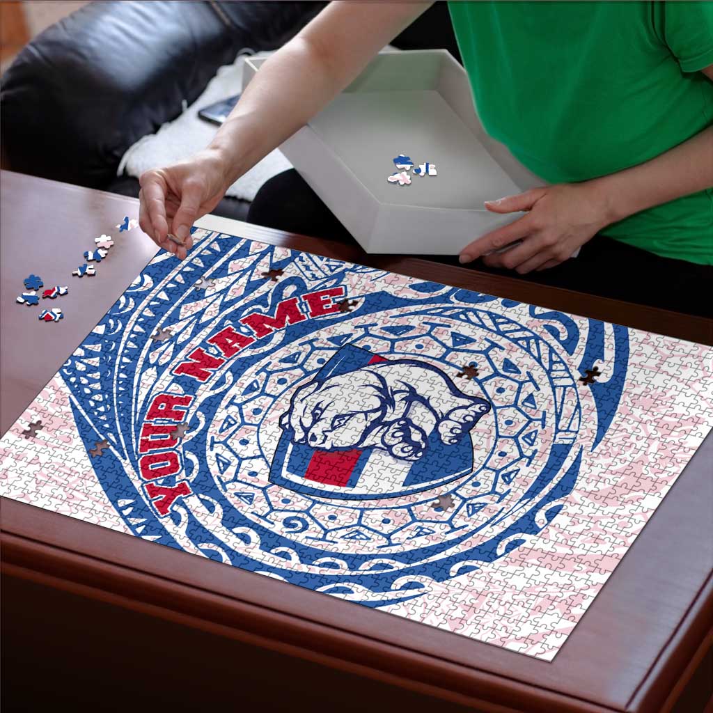 Personalized Western Bulldogs Polynesian Puzzle Tribal Chest and Sleeve Tattoo Heritage Warrior
