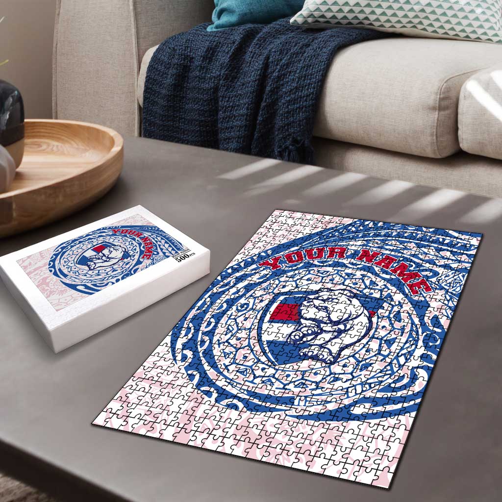 Personalized Western Bulldogs Polynesian Puzzle Tribal Chest and Sleeve Tattoo Heritage Warrior