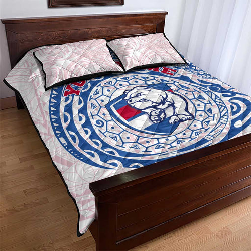 Personalized Western Bulldogs Polynesian Quilt Bed Set Tribal Chest and Sleeve Tattoo Heritage Warrior