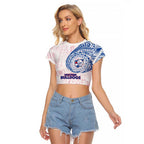 Personalized Western Bulldogs Polynesian Raglan Cropped T Shirt Tribal Chest and Sleeve Tattoo Heritage Warrior