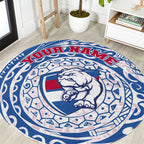 Personalized Western Bulldogs Polynesian Round Carpet Tribal Chest and Sleeve Tattoo Heritage Warrior