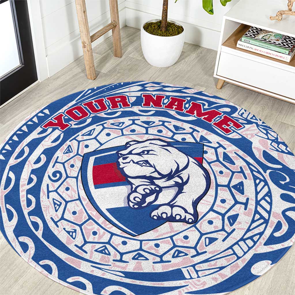 Personalized Western Bulldogs Polynesian Round Carpet Tribal Chest and Sleeve Tattoo Heritage Warrior
