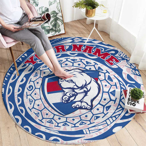 Personalized Western Bulldogs Polynesian Round Carpet Tribal Chest and Sleeve Tattoo Heritage Warrior