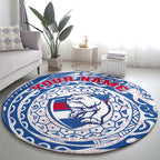 Personalized Western Bulldogs Polynesian Round Carpet Tribal Chest and Sleeve Tattoo Heritage Warrior