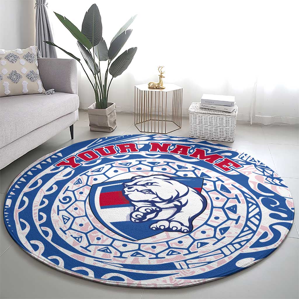 Personalized Western Bulldogs Polynesian Round Carpet Tribal Chest and Sleeve Tattoo Heritage Warrior