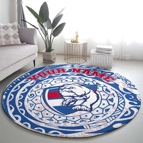 Personalized Western Bulldogs Polynesian Round Carpet Tribal Chest and Sleeve Tattoo Heritage Warrior