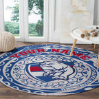 Personalized Western Bulldogs Polynesian Round Carpet Tribal Chest and Sleeve Tattoo Heritage Warrior