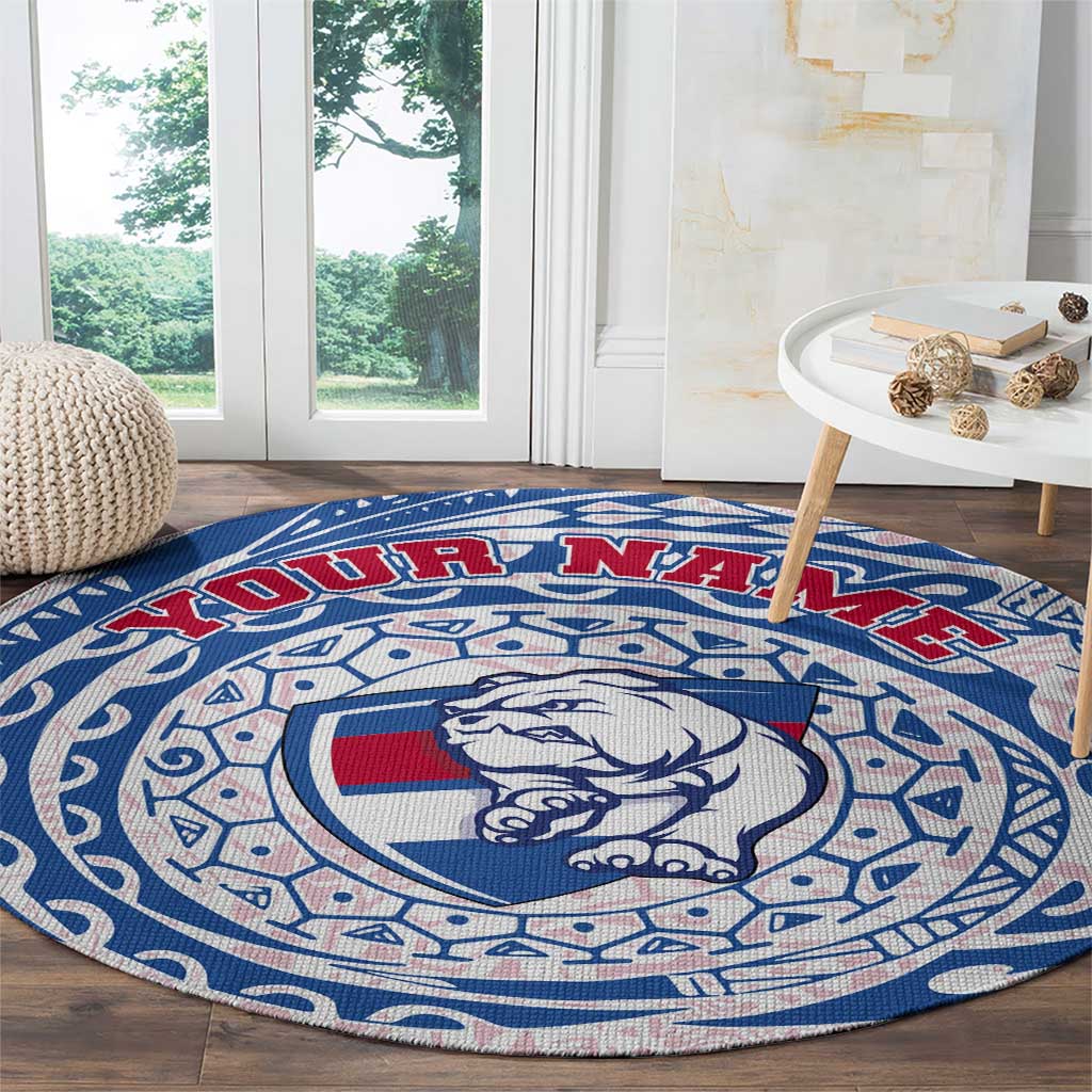 Personalized Western Bulldogs Polynesian Round Carpet Tribal Chest and Sleeve Tattoo Heritage Warrior