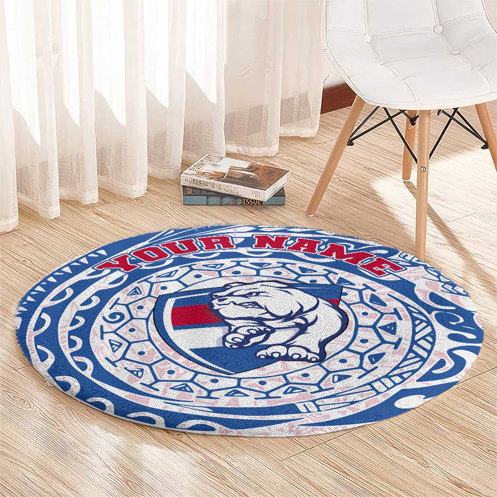 Personalized Western Bulldogs Polynesian Round Carpet Tribal Chest and Sleeve Tattoo Heritage Warrior