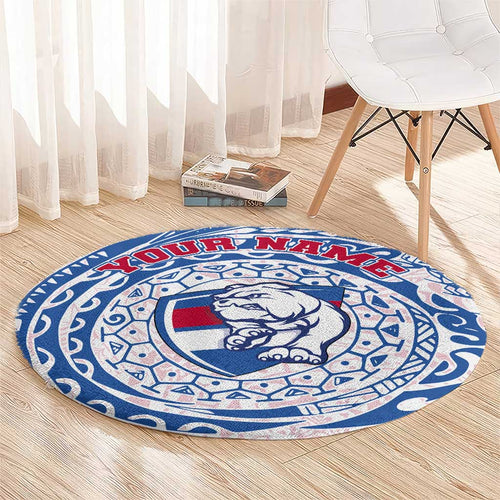 Personalized Western Bulldogs Polynesian Round Carpet Tribal Chest and Sleeve Tattoo Heritage Warrior