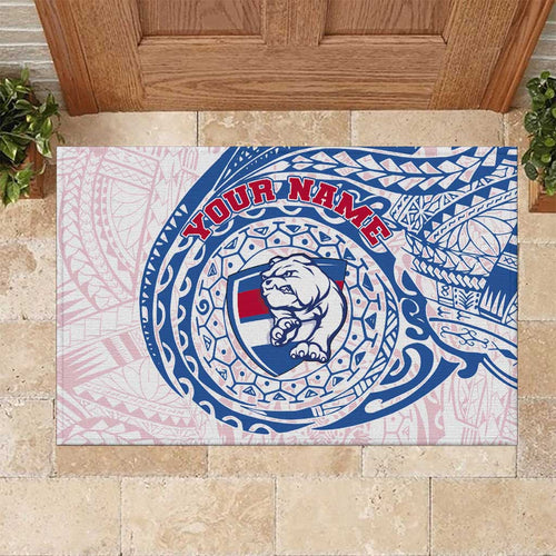 Personalized Western Bulldogs Polynesian Rubber Doormat Tribal Chest and Sleeve Tattoo Heritage Warrior