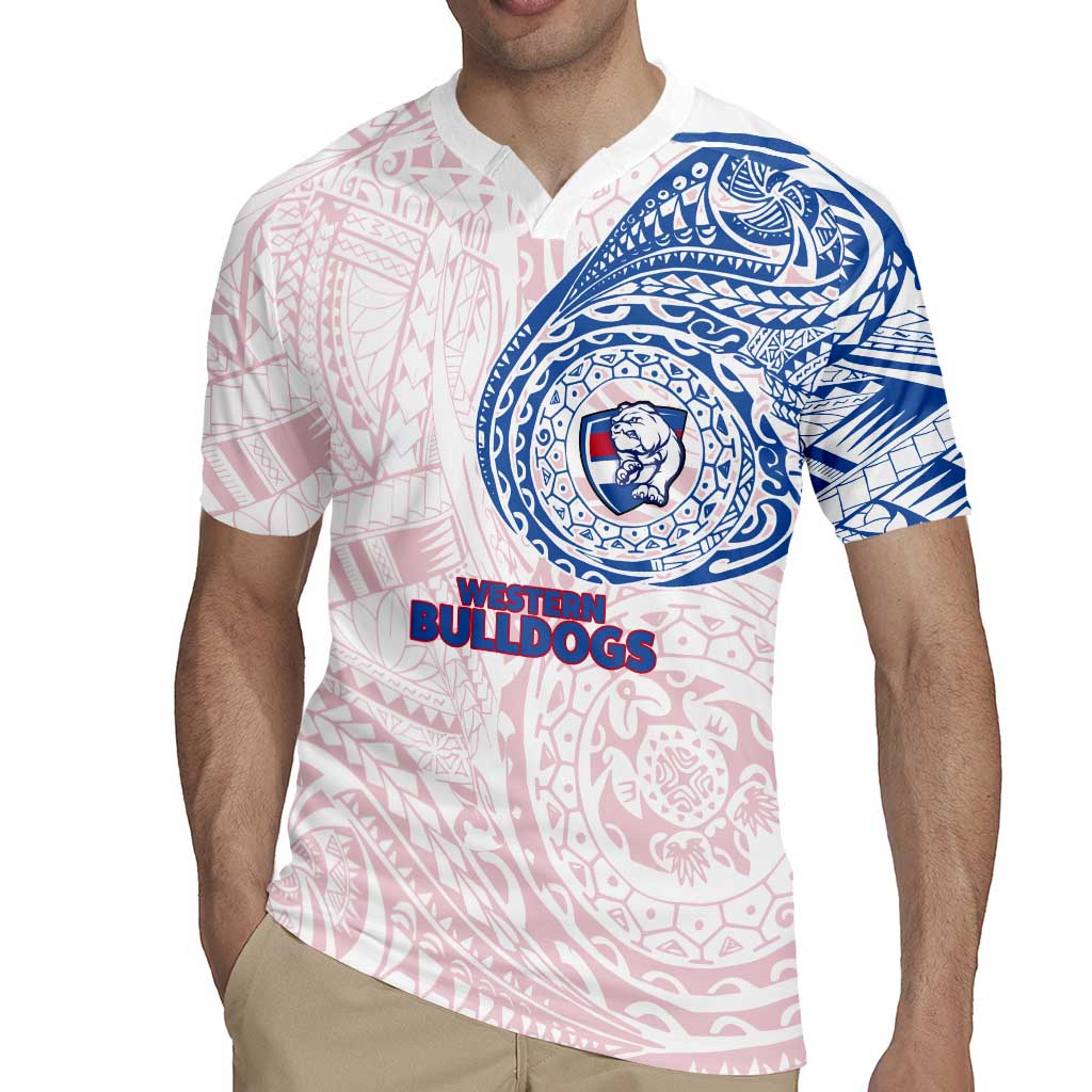 Personalized Western Bulldogs Polynesian Rugby Jersey Tribal Chest and Sleeve Tattoo Heritage Warrior