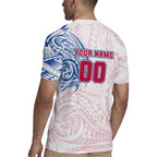 Personalized Western Bulldogs Polynesian Rugby Jersey Tribal Chest and Sleeve Tattoo Heritage Warrior