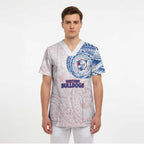Personalized Western Bulldogs Polynesian Scrub Top Tribal Chest and Sleeve Tattoo Heritage Warrior
