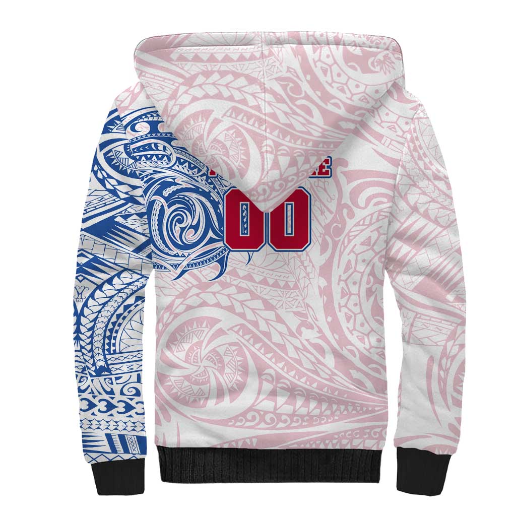 Personalized Western Bulldogs Polynesian Sherpa Hoodie Tribal Chest and Sleeve Tattoo Heritage Warrior