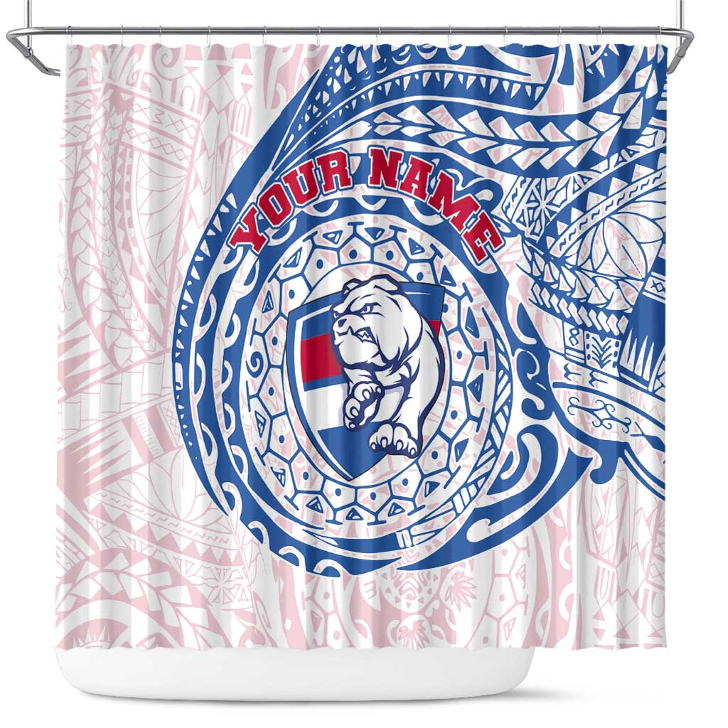 Personalized Western Bulldogs Polynesian Shower Curtain Tribal Chest and Sleeve Tattoo Heritage Warrior