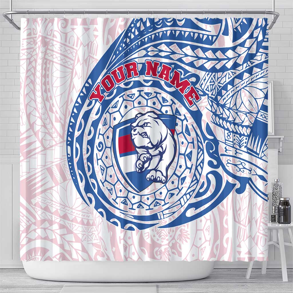 Personalized Western Bulldogs Polynesian Shower Curtain Tribal Chest and Sleeve Tattoo Heritage Warrior