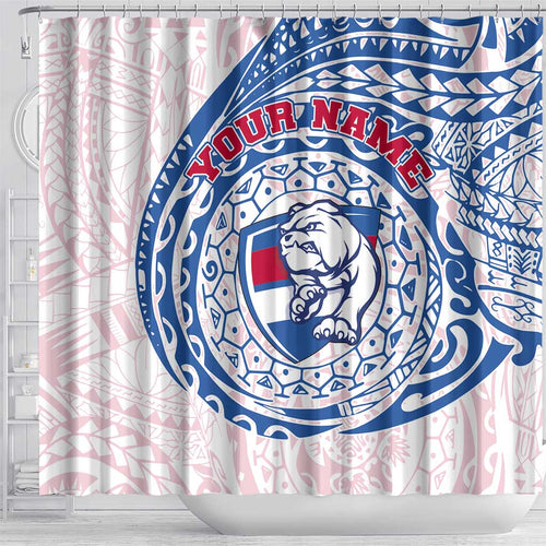 Personalized Western Bulldogs Polynesian Shower Curtain Tribal Chest and Sleeve Tattoo Heritage Warrior