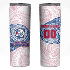 Personalized Western Bulldogs Polynesian Skinny Tumbler Tribal Chest and Sleeve Tattoo Heritage Warrior
