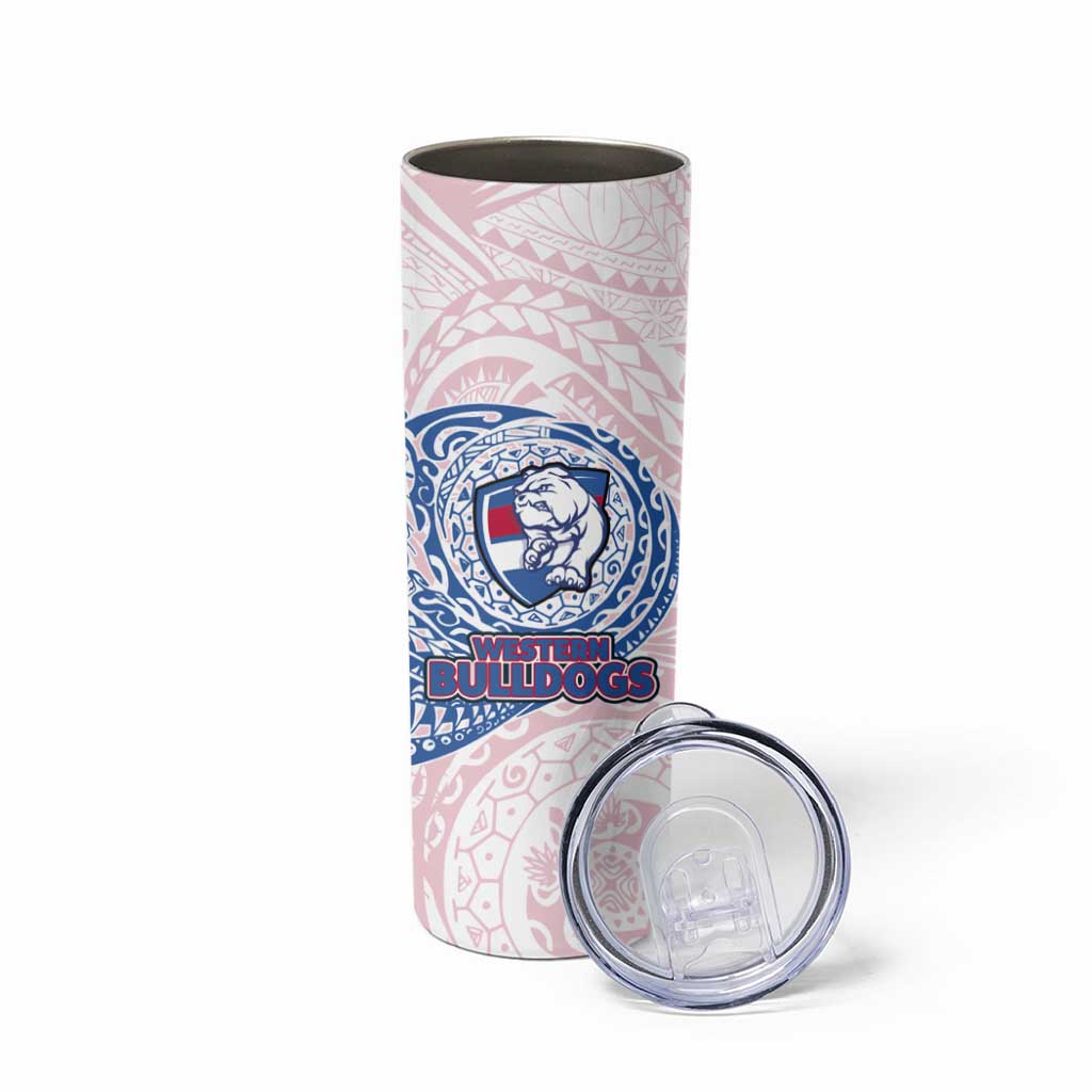 Personalized Western Bulldogs Polynesian Skinny Tumbler Tribal Chest and Sleeve Tattoo Heritage Warrior