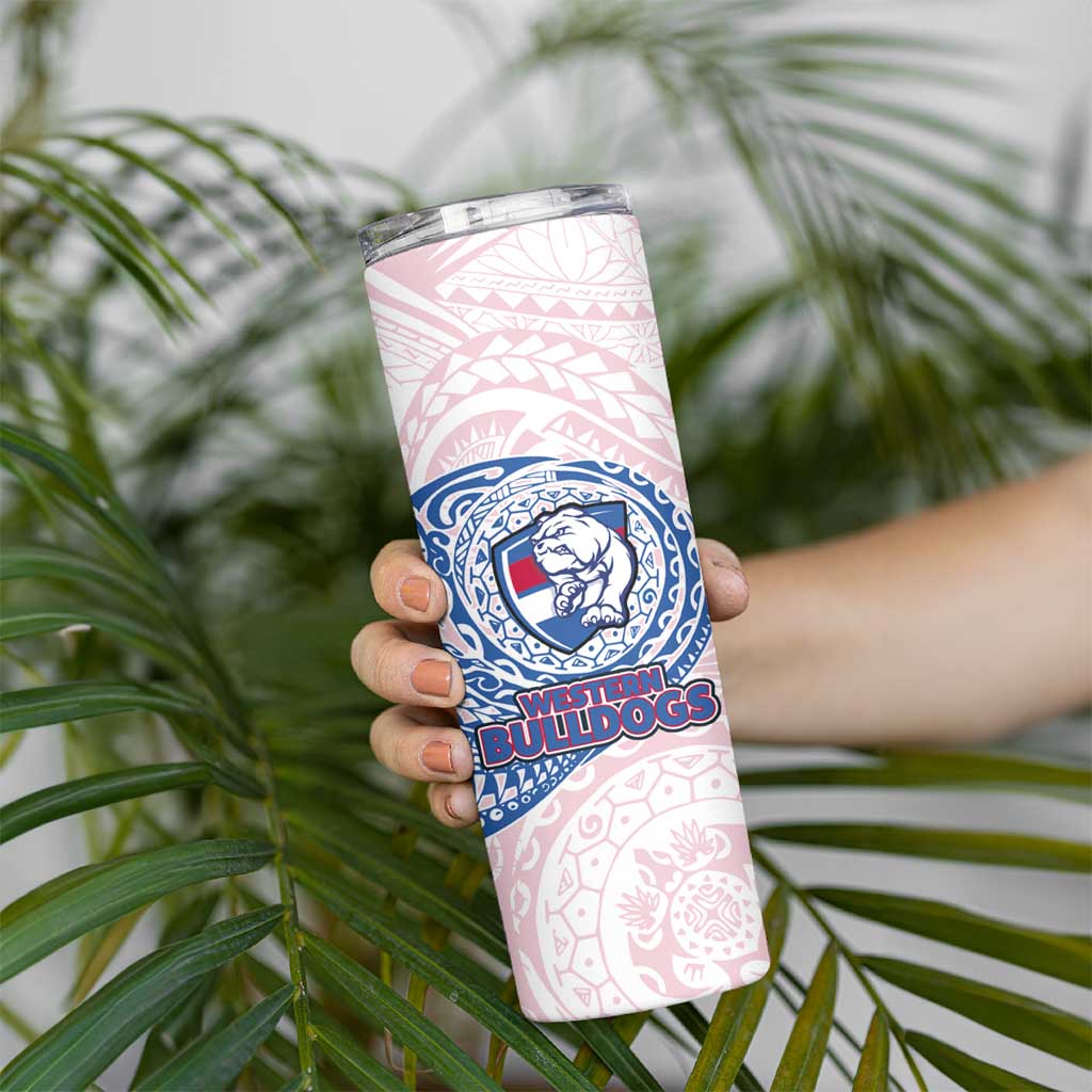 Personalized Western Bulldogs Polynesian Skinny Tumbler Tribal Chest and Sleeve Tattoo Heritage Warrior
