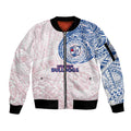Personalized Western Bulldogs Polynesian Sleeve Zip Bomber Jacket Tribal Chest and Sleeve Tattoo Heritage Warrior