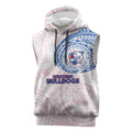 Personalized Western Bulldogs Polynesian Sleeveless Hoodie Tribal Chest and Sleeve Tattoo Heritage Warrior