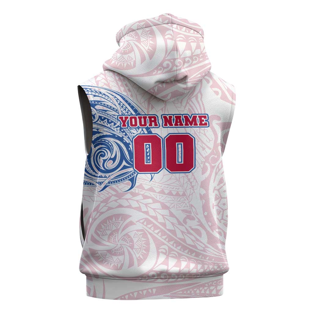 Personalized Western Bulldogs Polynesian Sleeveless Hoodie Tribal Chest and Sleeve Tattoo Heritage Warrior