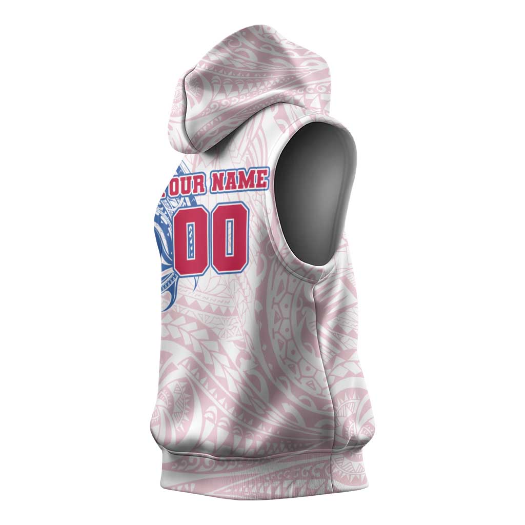 Personalized Western Bulldogs Polynesian Sleeveless Hoodie Tribal Chest and Sleeve Tattoo Heritage Warrior
