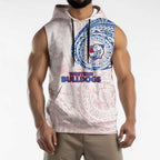 Personalized Western Bulldogs Polynesian Sleeveless Hoodie Tribal Chest and Sleeve Tattoo Heritage Warrior