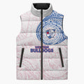 Personalized Western Bulldogs Polynesian Sleeveless Puffer Jacket Tribal Chest and Sleeve Tattoo Heritage Warrior