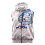Personalized Western Bulldogs Polynesian Sleeveless Zip Hoodie Tribal Chest and Sleeve Tattoo Heritage Warrior