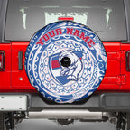 Personalized Western Bulldogs Polynesian Spare Tire Cover Tribal Chest and Sleeve Tattoo Heritage Warrior