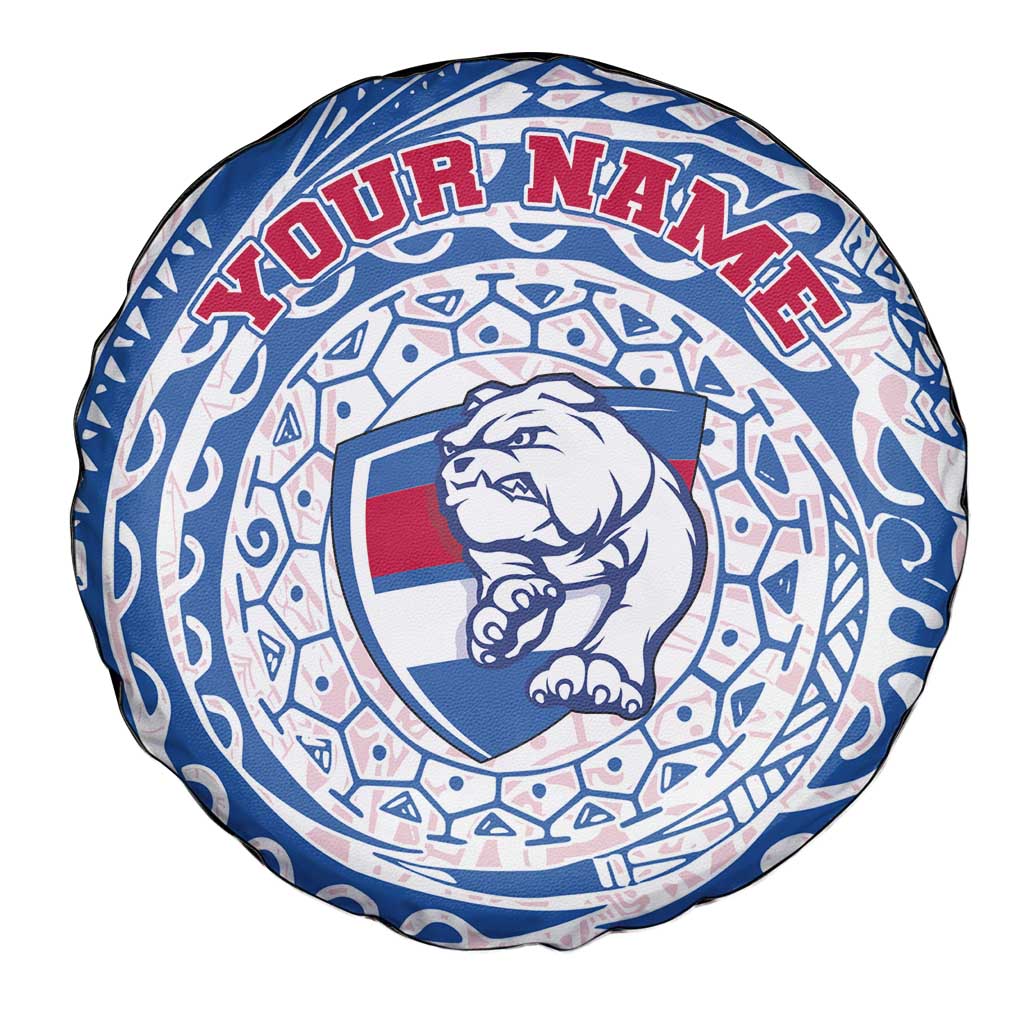 Personalized Western Bulldogs Polynesian Spare Tire Cover Tribal Chest and Sleeve Tattoo Heritage Warrior