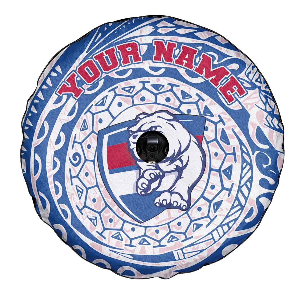 Personalized Western Bulldogs Polynesian Spare Tire Cover Tribal Chest and Sleeve Tattoo Heritage Warrior