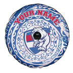Personalized Western Bulldogs Polynesian Spare Tire Cover Tribal Chest and Sleeve Tattoo Heritage Warrior