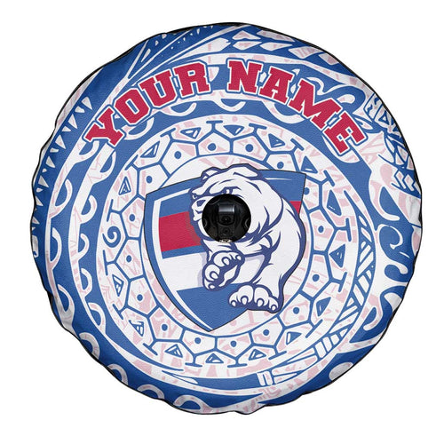 Personalized Western Bulldogs Polynesian Spare Tire Cover Tribal Chest and Sleeve Tattoo Heritage Warrior