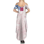 Personalized Western Bulldogs Polynesian Summer Maxi Dress Tribal Chest and Sleeve Tattoo Heritage Warrior