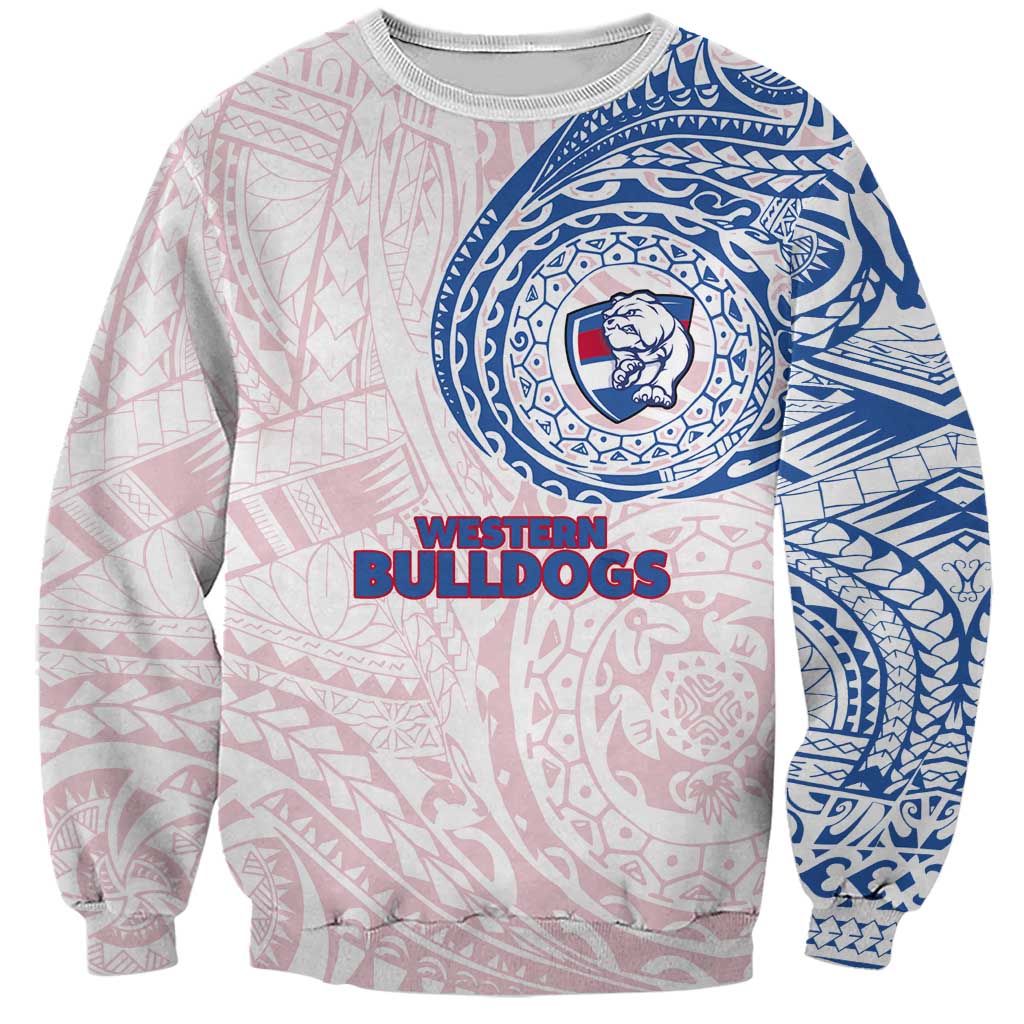 Personalized Western Bulldogs Polynesian Sweatshirt Tribal Chest and Sleeve Tattoo Heritage Warrior
