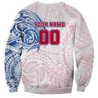Personalized Western Bulldogs Polynesian Sweatshirt Tribal Chest and Sleeve Tattoo Heritage Warrior
